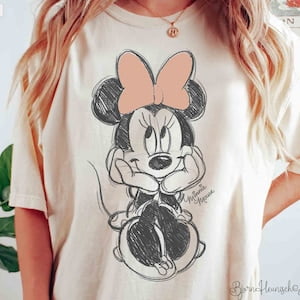 Retro Sketch Minnie Shirt, Minnie Mouse Shirt, Minnie Mouse Shirt, Minnie Outline, Disney Shirt, Disney Shirt