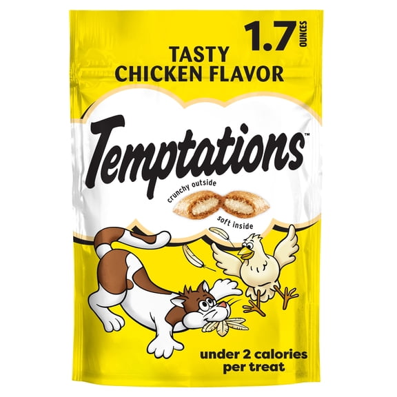 Temptations Classic Tasty Chicken Flavor Crunchy And Soft Treats For Cats, 1.7 Oz Pouch