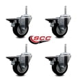 thumbnail image 2 of 3.5 Inch Black Poly Wheel Swivel 3/4 Inch Threaded Stem Caster Set with Brake, 2 of 2