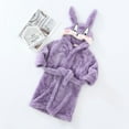thumbnail image 3 of Kids Robe Boys Girls Coral Fleece Bathrobe Children Sleep Robe Pajamas Sleepwear Cute Cartoon Bunny Ear Hooded Plush Bathrobe for 6-7 Years, 3 of 3