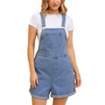thumbnail image 1 of INSPIRAR CHIC Conjuntos de Denim para Mujeres Mono Casual con Tirantes Ajustables Pantalones Cortos de Jean M Azul Claro, 1 of 6