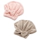thumbnail image 3 of GOOHOCHY 2pcs Coral Fleece Drying Caps Absorción de agua Bowknot Gorro de ducha Secado de cabello Turbante (rosa y café), 3 of 7