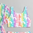 thumbnail image 6 of kpoplk 3 Piece Bathing Suit for Girls Cute Triangle Bikini Set with Tassel Detail and Attached Pompom Trim Beach Skirt(Multicolour,10-11 Y), 6 of 8
