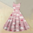 thumbnail image 2 of LWavelet 2026 Valentine's Short Sleeve Ruffled Dress, Women's Love Heart Rose Flowy A Line Casual Sundresses Light pink XL, 2 of 4