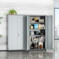 thumbnail image 3 of SUNCROWN Metal Storage Cabinet,72" Locking Steel Cabinets with 2 Doors and 4 Adjustable Shelves,Tall Steel Storage for Home Office, Garage,Warehuse (Black Grey), 3 of 9