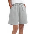 thumbnail image 6 of JoveMarine Women's Casual Wide Leg High Waisted Shorts - Slimming, Lightweight Drawstring, Comfy for Daily, Vacation, Hot Summer Days,Light Gray M, 6 of 6