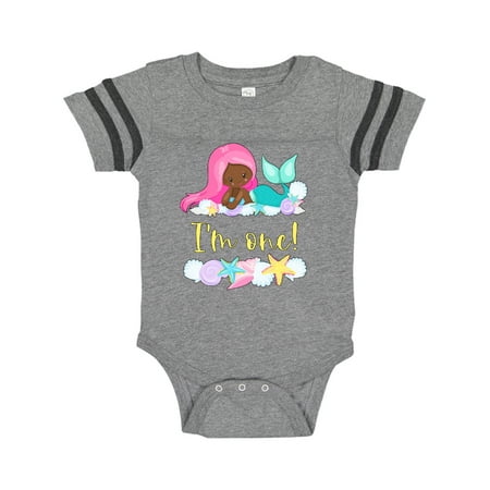 

Inktastic I m 1 Mermaid with Pink Hair and Shells Gift Baby Boy or Baby Girl Bodysuit