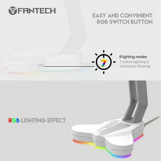 Fantech Tower RGB Stand, Support pour Casque pour Gamers Gaming PC  Accessoires, Blanc 