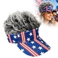 thumbnail image 2 of Funny American Flag Wig Visor Hat, July 4th Patriotic Baseball Cap with Adjustable Strap, Sun Protective Novelty Hat for Independence Day Parties, 250th Anniversary Costume & Outdoor Celebration, 2 of 7