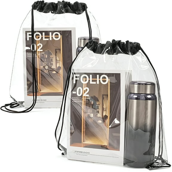 GASTROPOD 2pcs Clear Drawstring Bag Small Waterproof Clear Plastic Drawstring Backpack for Stadiums and Sporting Events Ideal for Concerts Festivals and Travel