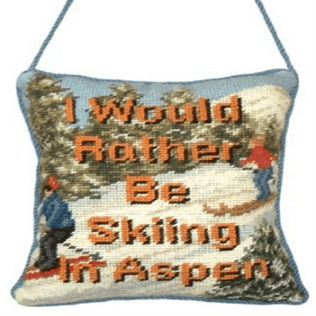 123 Creations AP02H Be Skiing... petit-point doorknob hanger