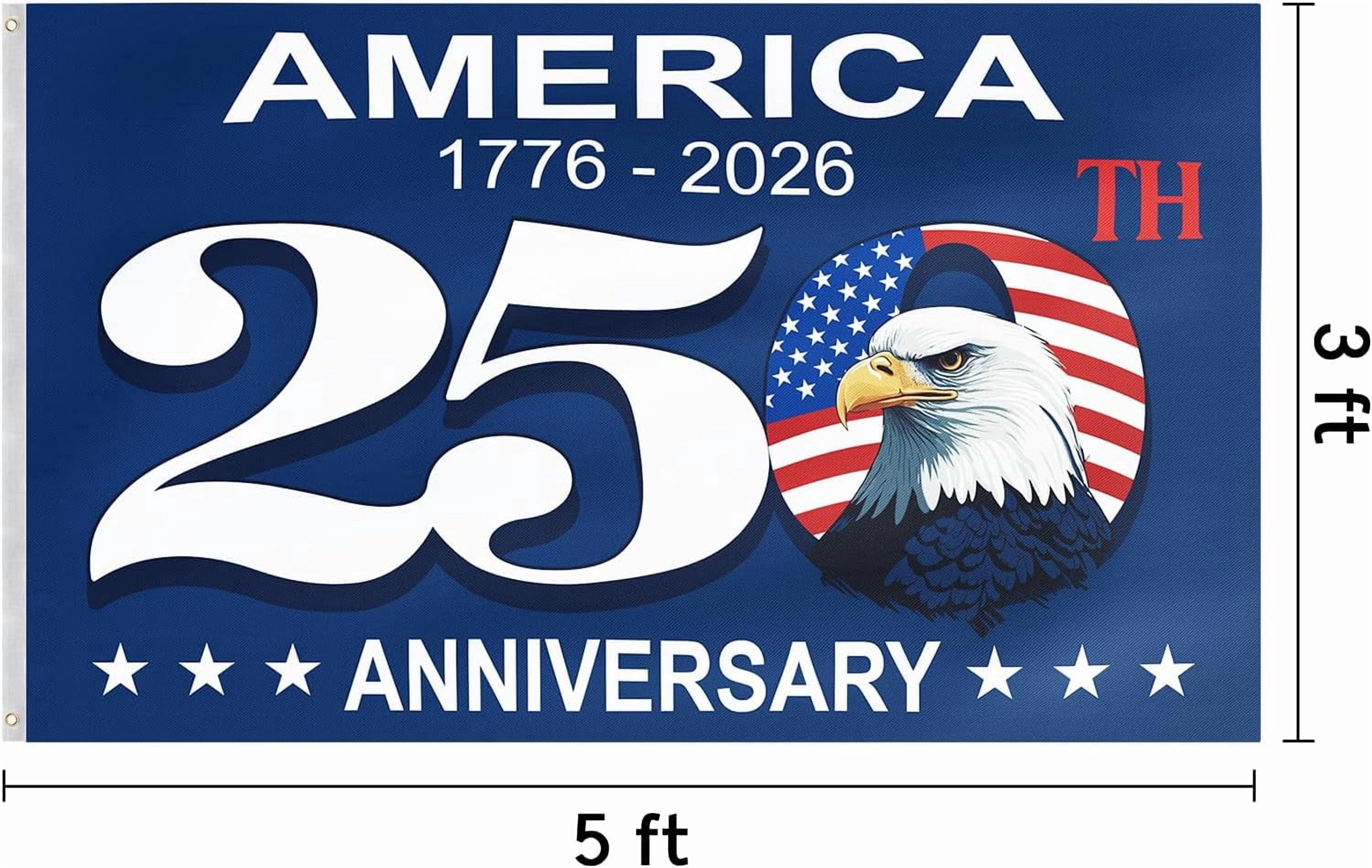 America 250 Anniversary Flag - 3x5 Ft Double Sided 3 Layers Patriotic Garden Flag, 4th of July Decorations for US 250th Celebration, America 250 Merchandise, Commemorative 1776-2026, Indoor Outdoor