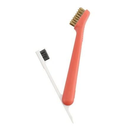 

Three in One Cleaning Brush for Kitchen Gas Range Household Metal Brush for Gap Corner Opp Bag Packaging Orange