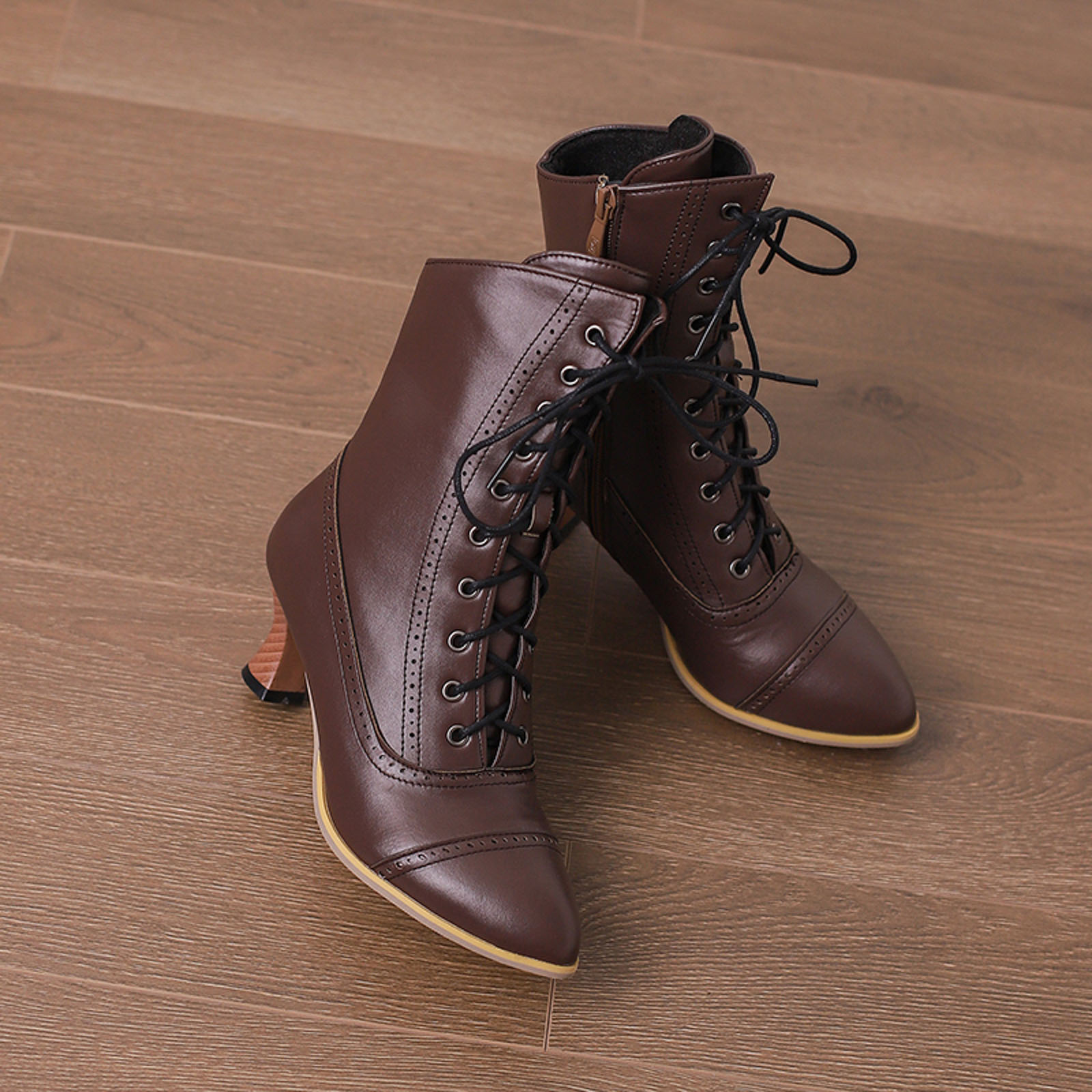 Dakaela Victorian Boots for Women Vintage Granny Witch Ankle Boots
