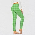 thumbnail image 2 of Women's High Waist Seamless Leggings Polka Dots Striped Plaid Graphic Print Gym Yoga Pants Slim Full Length Trousers(Green,L), 2 of 6