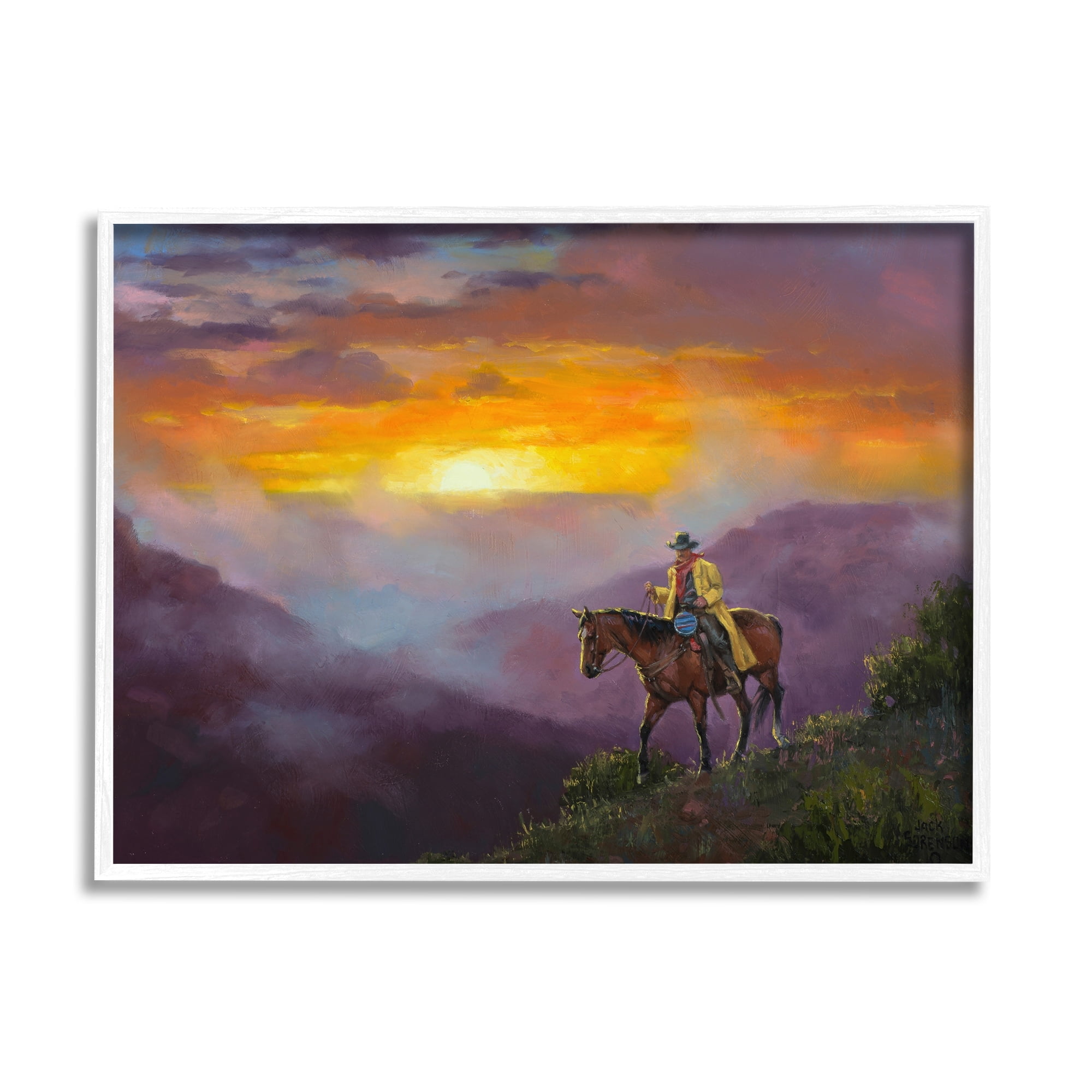 Stupell Industries Traveling Southern Cowboy Mountain Valley Sunset,30 x 24, Design by Jack Sorenson