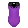 thumbnail image 3 of iiniim Kids Girls Sleeveless Contrast Color Patchwork Gymnastics Leotard Ballerina Unitard Athletic Bodysuit Purple 10, 3 of 7