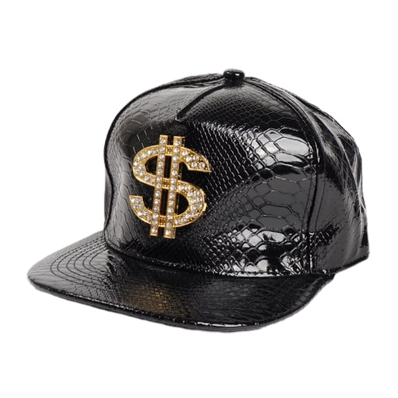 Grofry Baseball Cap Hip Hop Crocodile Skin Texture Decor Adjustable Buckle Cash Sign Sun Anti UV Glossy Punk Street Dance Outdoor Peaked Cap