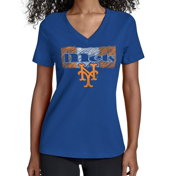 Women's Starter Royal New York Mets Team Color Shading V-Neck T-Shirt