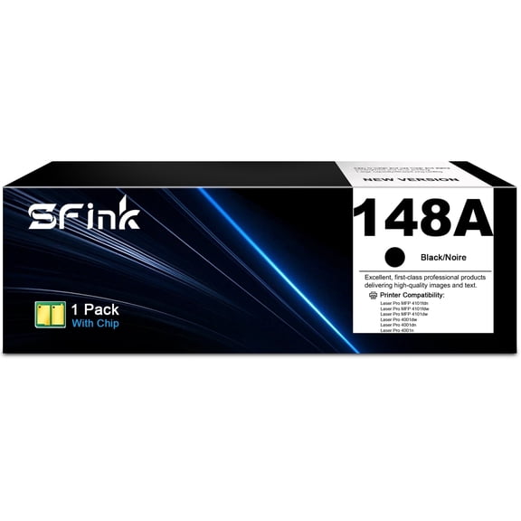 148A (Black 1 Pack) Toner Cartridge High Yield (with Chip) Compatible for HP148A W1480A 148X W1480X for Laserjet Pro MFP 4101fdw 4101fdn 4001dw 4001dn 4001n Printers Ink