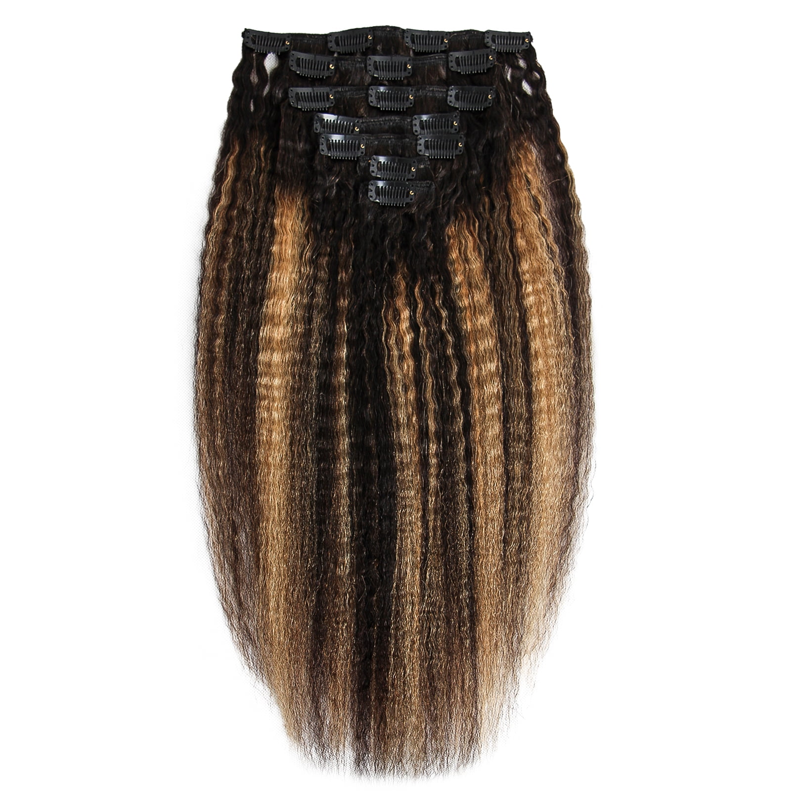 100% Human Hair Wig Kinky Straight 18" TP1B/27 Blonde Hair Heat Resistant Bleachable