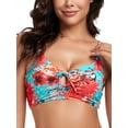thumbnail image 5 of Ocean Blues Women's Retro Bow Tie Cutout Bikini Top Lace Up Back Floral Swimsuit Plunging Padded Bathing Suit Top, 5 of 6