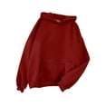 thumbnail image 1 of Innerwin Hoodies Fleece Women Sweatshirt Sport Solid Color Loose Fit Hooded Tops Wine Red 2XL, 1 of 2