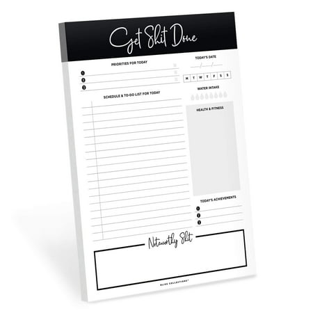 Get Shit Done Daily Planner Tear Off Pad, 50 Undated Sheets, Desk Notepad, Schedule, To-Do List, Task Planner, Productivity Organizer, Health & Fitness Tracker, 8.5x11 Vertical (Best Paper Planner Organizer)