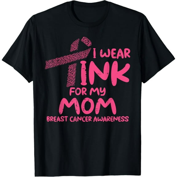 Wear Pink For My Mom Ribbon Kids Breast Cancer Awareness T-Shirt
