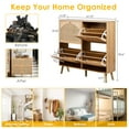thumbnail image 3 of Ktaxon Rattan Shoe Cabinet with 4 Flip Drawers 24 Pairs,Narrow Shoe Storage Cabinet for Entryway, Bedroom, Living Room, Apartment, Natural, 3 of 13