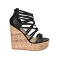 thumbnail image 2 of Strappy Platform Wedge Sandal - Faux Cork Wedge Heel - Caged Platform Wedge - HK03 By Mark Maddux, 2 of 5