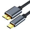 thumbnail image 1 of KOMI Câble de Disque Dur USB-C vers Micro USB 3.0, Cordon de Synchronisation de Données à Chargement Rapide Compatible avec Galaxy S5/Note 3/Note Pro 12.2/M3 1 to, WD Elements, Seagate Expansion (3,3 Pi/1 m), 1 of 5