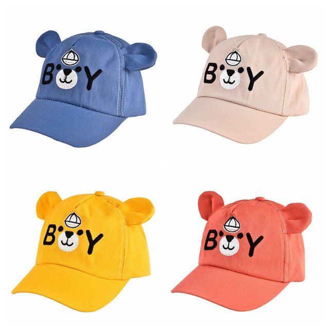 2022 Spring New Kids Hat Embroidered Bear Baseball Cap Boys And Girls Soft Brim SunhatPink3M to 36M He Qiyong unisex