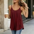 thumbnail image 3 of Kukoosong Women's Pleated Front Tank Tops, Adjustable Spaghetti Strap Flowy Camisole, Scoop Neck Loose Sleeveless Shirts for Summer Casual Layering, 3 of 6
