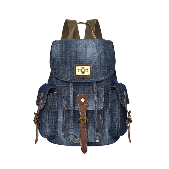Boyscolos Small Denim Backpack Purse for Women Retro Lightweight Jeans Shoulder Bag Shopping Travel Rucksack Casual Daypacks A One Size