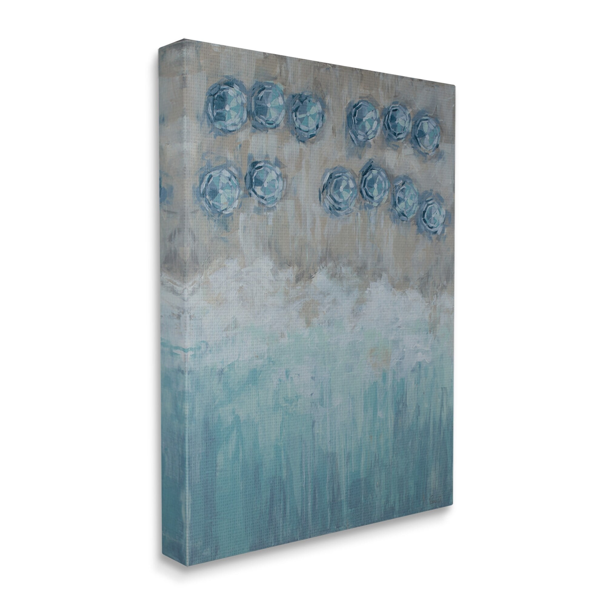 Stupell Industries Abstract Blue Umbrella Ocean Coast Rustic Beach Painting, 36 x 48,Design by Reesa Qualia