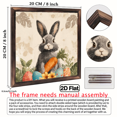 thumbnail image 3 of 2D Flat - 1pc Classic Easter Bunny Holding Carrot WoodFramed Sign, 2D Flat, Vintage Style, 8x8inch, for Easter Celebration, Springtime, Wall Decoration, Multipurpose Use, 2D Flat, 3 of 9