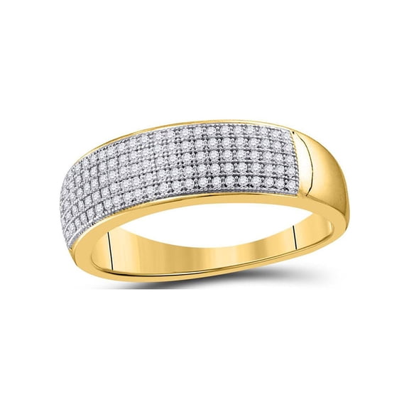 FB Jewels 10kt Yellow Gold Mens Round Diamond Wedding Band Ring 1/3 Cttw Size 8