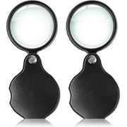 2pcs 10X mini Magnifying Glass Folding Pocket Magnifying Glass,Professional for Jewelry, Reading, Hobbies, Science, Books