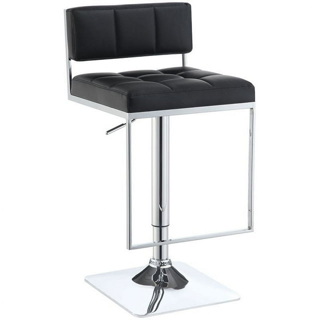 Coaster Upholstered Faux Leather Adjustable Bar Stool in Black