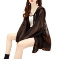thumbnail image 2 of Mdesiwst Embroidery Print Ice Silk Sun Protection Clothes Women Summer Hooded Long Sleeve Thin Shawl Anti-UV Open Front Coat, 2 of 7