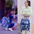 thumbnail image 4 of Girls Backpack Aesthetic Backpack for Teen Girl Cute School Bag Bookbag Anime School Backpacks for Girls,Dark Blue, 4 of 6