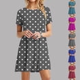 thumbnail image 5 of gakvbuo Summer Dress For Women Mini Dress T-Shirt Dress Womens Casual Printed Round Neck Short Sleeve Going Out Dress, 5 of 7