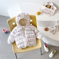 thumbnail image 7 of Godderr Kids Baby Down Outwear 1-7Y Toddler Winter Warm Down Jacket Coat Ears Hoodie Elastic Cuffs Outerwear Printing Down Coat, 7 of 7