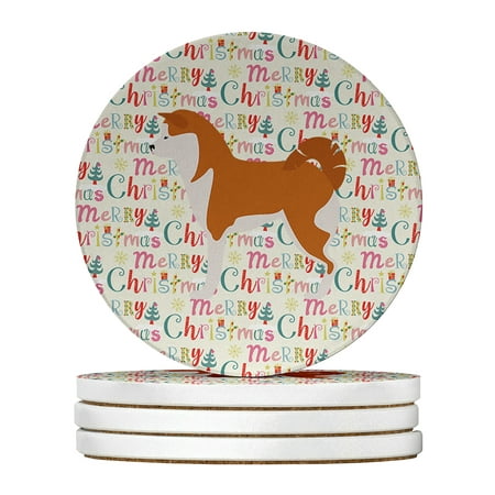 

Akita Merry Christmas Large Sandstone Coasters Pack of 4 4 in x 4 in