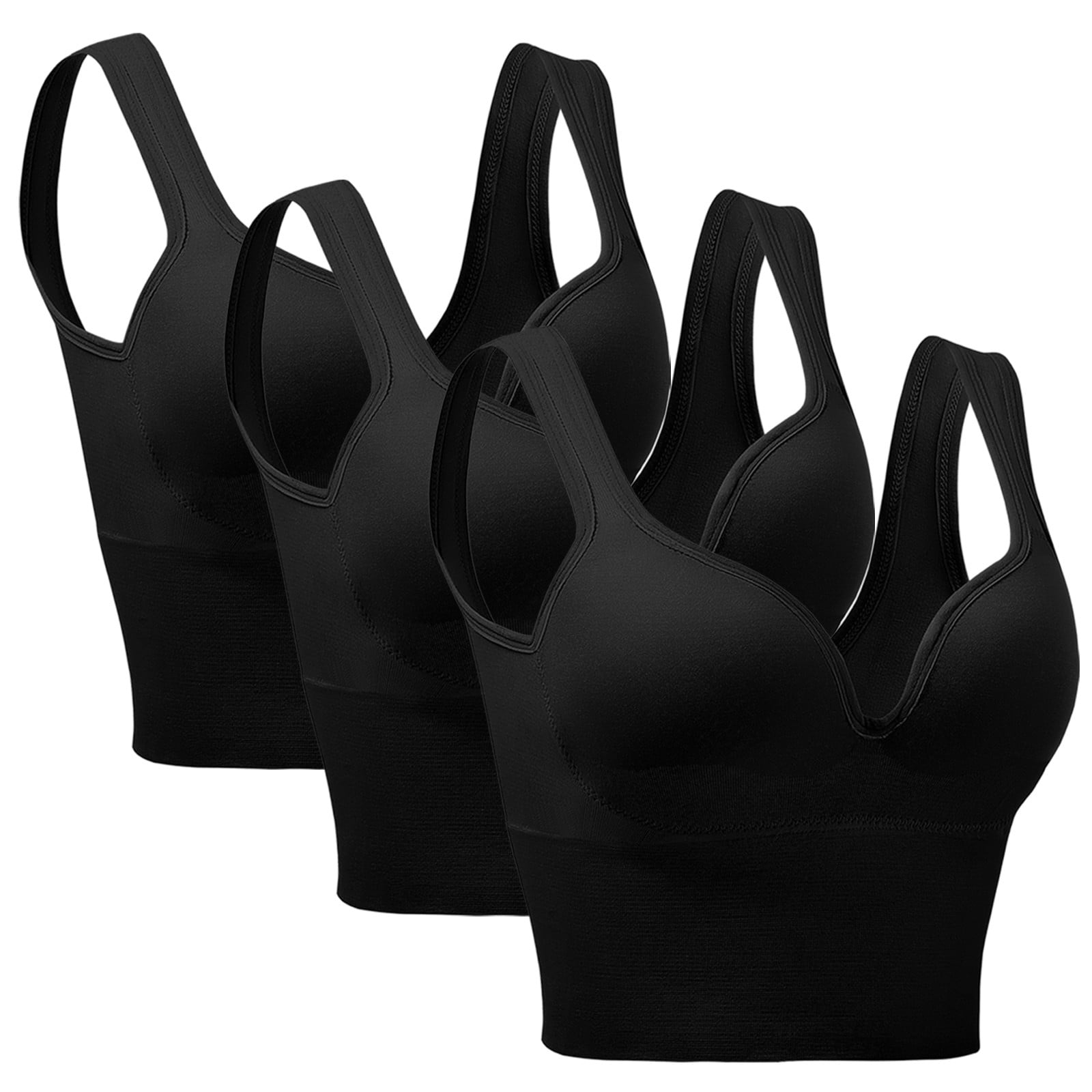 3 Pieces Womens Sports Bra No Wire Comfort Sleep Bra Plus Size Workout Activity Bras With Non Removable Pads Shaping Bra
