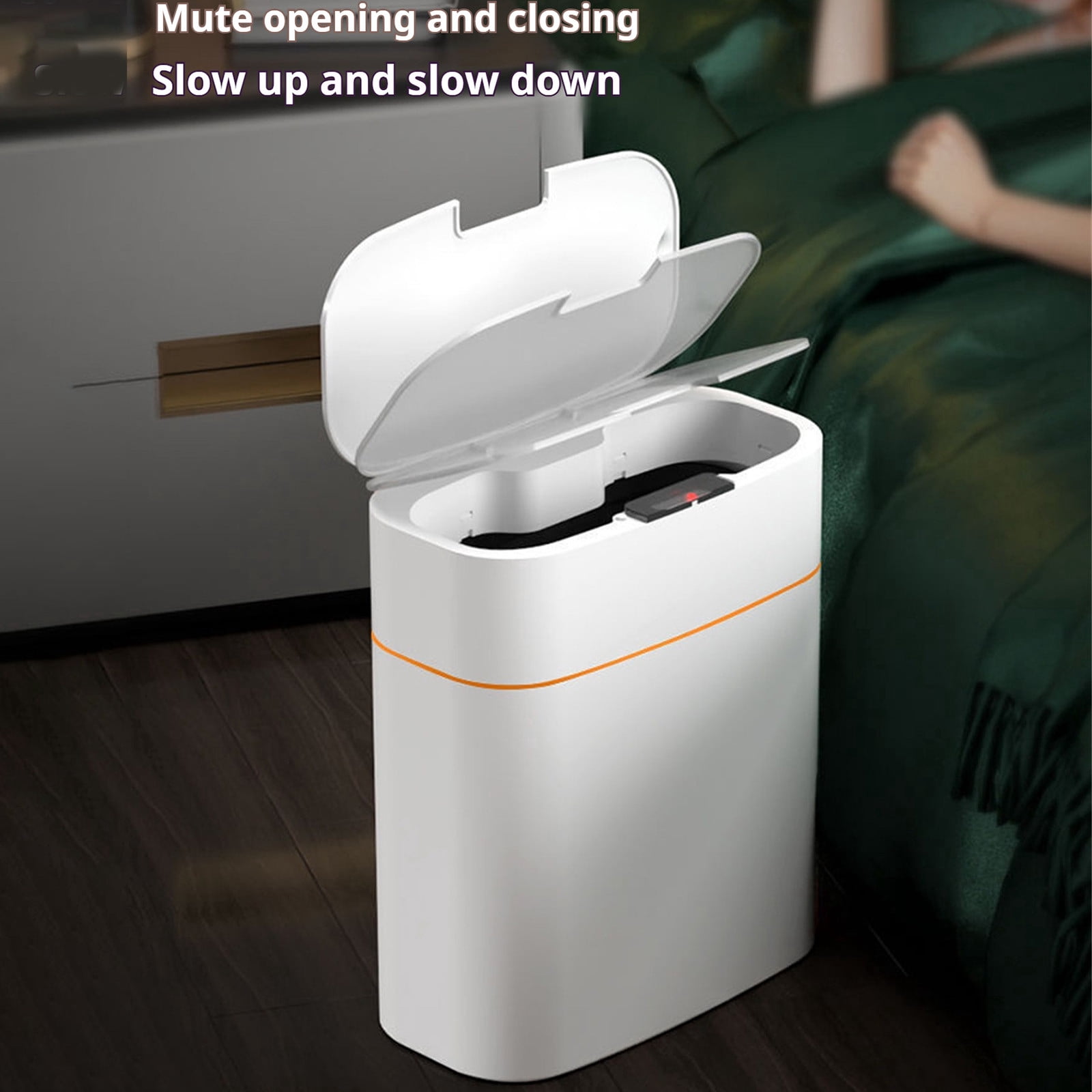 HBBKVI 1.5 Gallon Plastic Touchless Bathroom Trash Can, Motion Sensor Automatic Trash Can, Orange