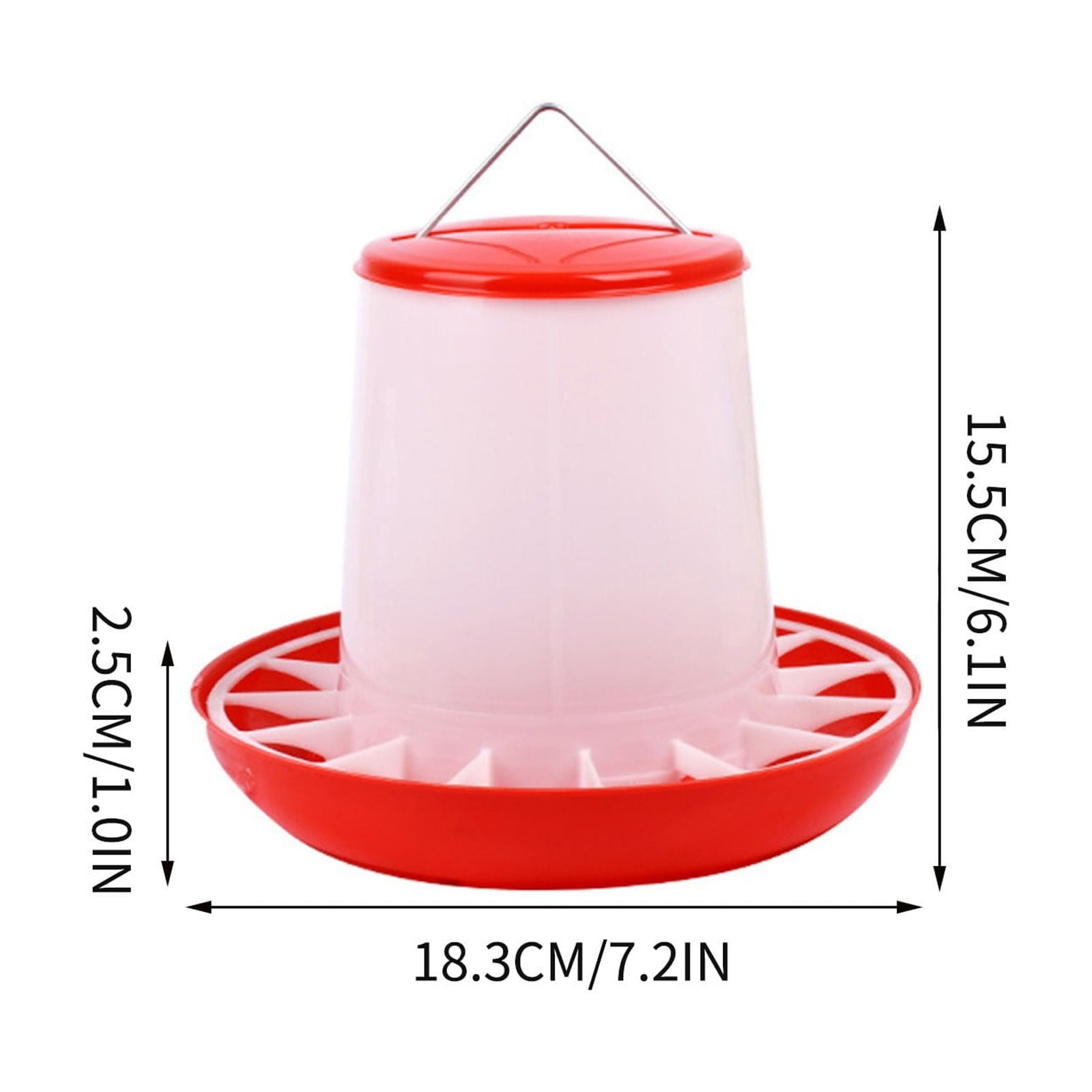 JilgTeok 2 Packs Chicken Feeder Plastic Food Feeder with Lid Handle Durable Feeding Container for Chicken Chick Hen Turkeys Poultry