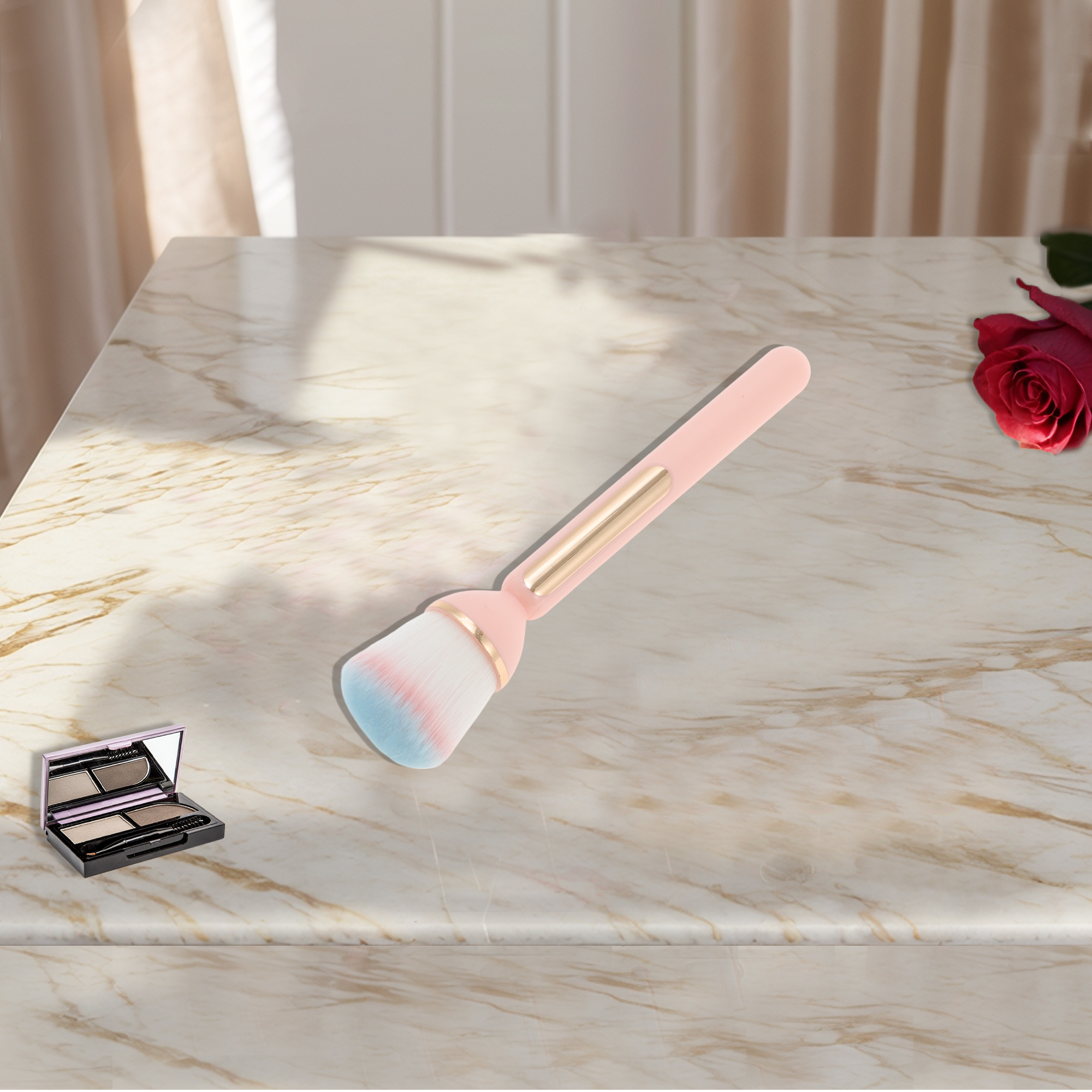 Unique Bargains 1 Pc Convenient Cosmetic Brush for Daily Makeup Application Pink