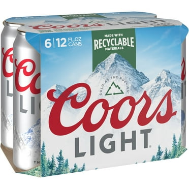 Coors Light Beer, 6 Pack, 12 fl oz Aluminum Cans, 4.2% ABV, Domestic Lager